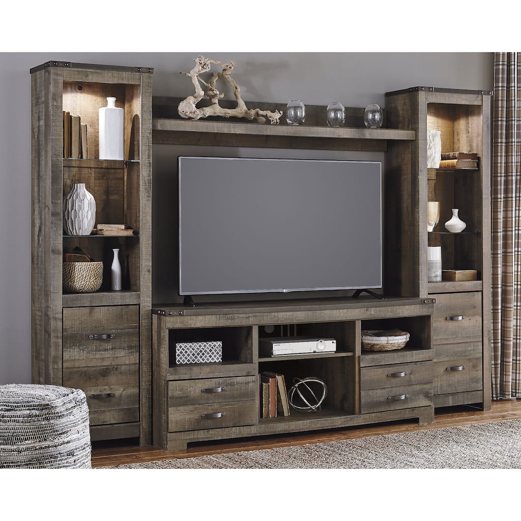 Signature Design by Ashley Trinell Brown 4-Piece Entertainment Center - 104.5"W x 20.75"D x 73.25"H