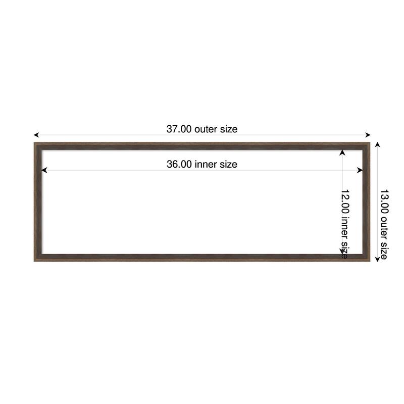 Amanti Art Hardwood Wedge Mocha Framed Dry Erase Magnetic Board - 37 x 13 in - Hardwood Wedge Mocha
