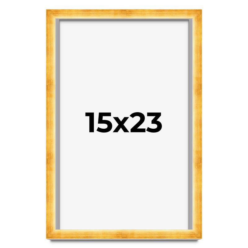 15x23 Shadow Box Frame Gold | 1.625 Inches Deep Real Wood Traditional