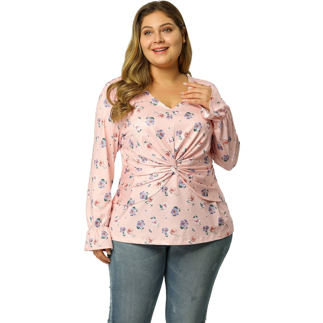 v neck plus size tops