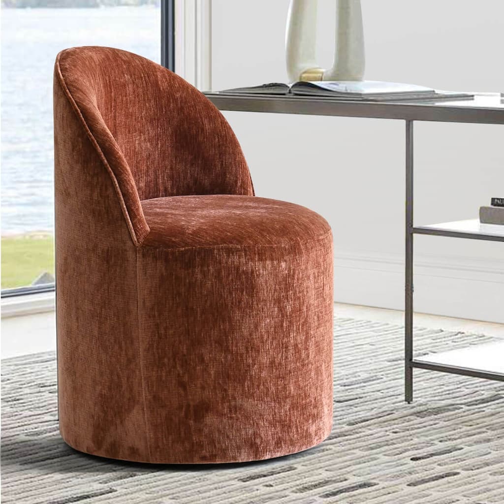 Upholstered Chenille Office Chair with Wheels