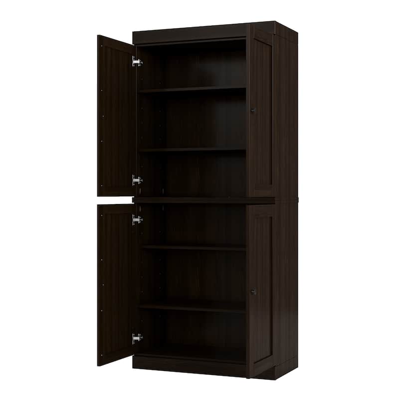 Palace Imports 100% Solid Wood 6-Shelf Bookcase, Shaker Doors, Adjustable Shelves, 32" Wide, 71.5" Tall - Espresso