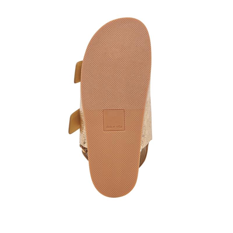 Dolce Vita Starla Double-Buckle Metallic Leather Sandal