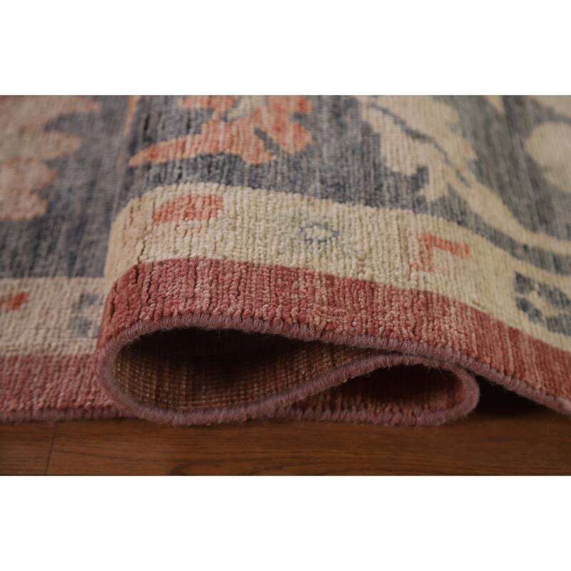 Floral Red Oushak Turkish Area Rug Hand-knotted Wool Carpet - 8'11" x 11'10"