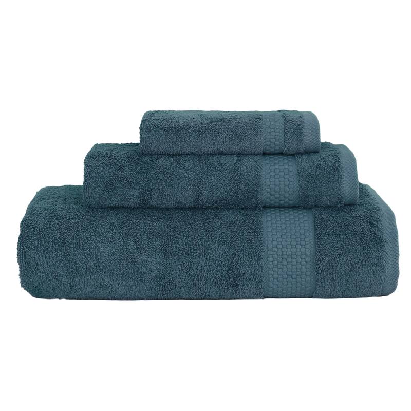 Authentic Hotel and Spa 100% Aeagean Long Staple Turkish Cotton STARLIGHT Terry 3 Piece Towel Set - Deep Blue