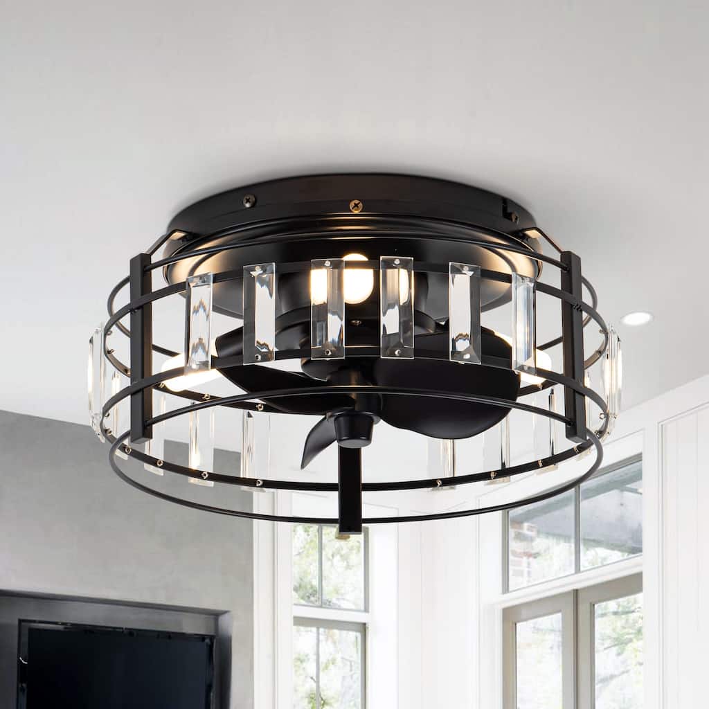 13" 3-Light 3-Blade Modern Crystal Ceiling Fan with Light