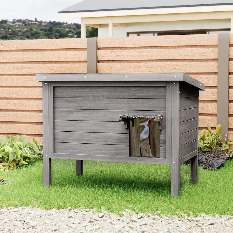 BOSSIN Outdoor Cat House Feral Cat-Shelter Cat Enclosure,100% Insulated All-Round Foam Weatherproof, Large Wooden Pet House