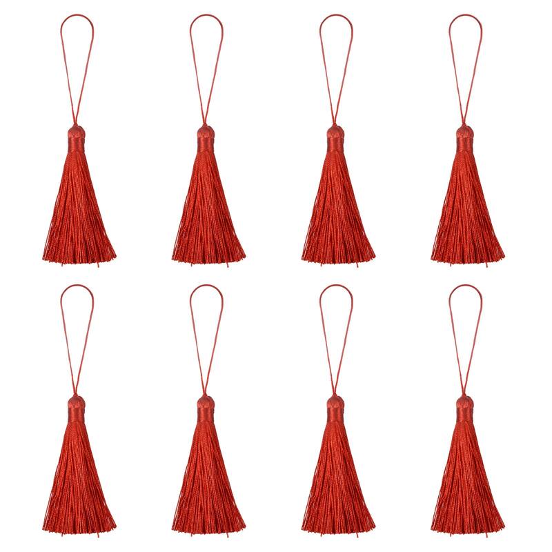 6.5" Silky Bookmark Tassels with Loop for DIY Craft Accessory, 8Pcs