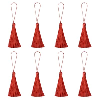 6.5" Silky Bookmark Tassels with Loop for DIY Craft Accessory, 8Pcs