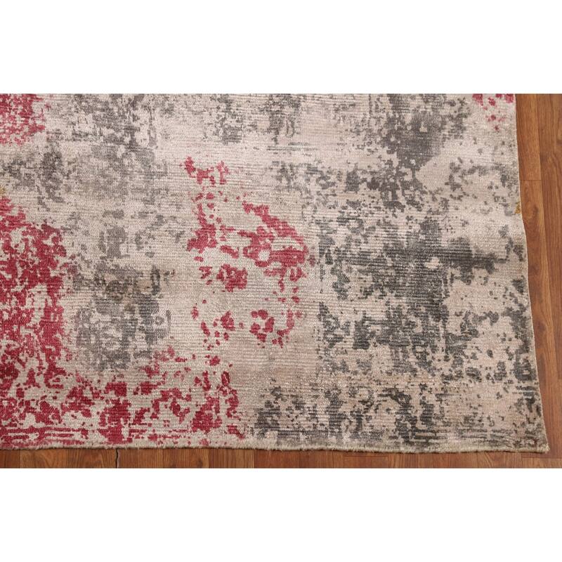 Multicolor Abstract Modern Area Rug Handmade Wool Carpet - 6'7" X 9'7"