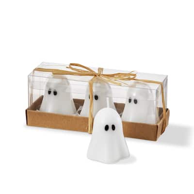 Ghost Mini Tealight Candles - Halloween White Paraffin Wax Candles, 2" x 2" - 0.45 Hour Burn Time, Novelty Decor