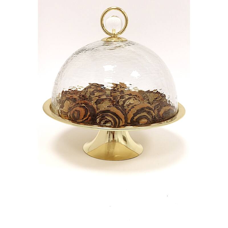 Cake Dome Gold with Clear Ball Knob - 11"