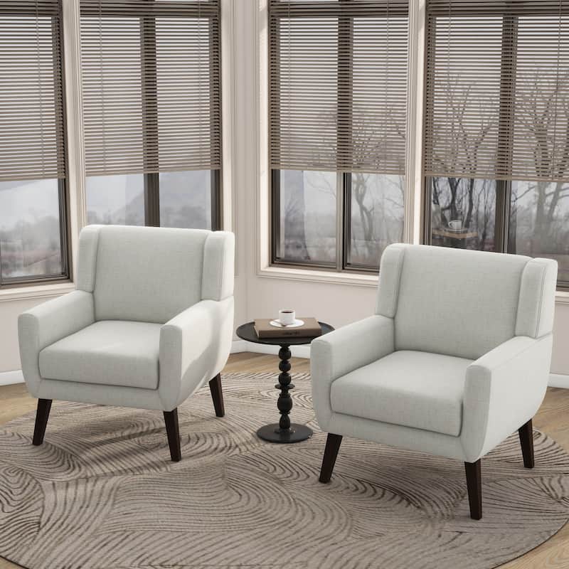 Modern Armchair Upholstered Accent Chair Set of 2 - Beige