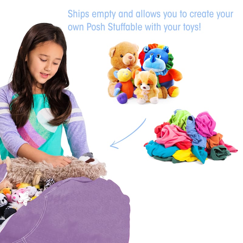 Kids' Stuffed Animal Storage Bean Bag Chair Cover or Toy Organizer