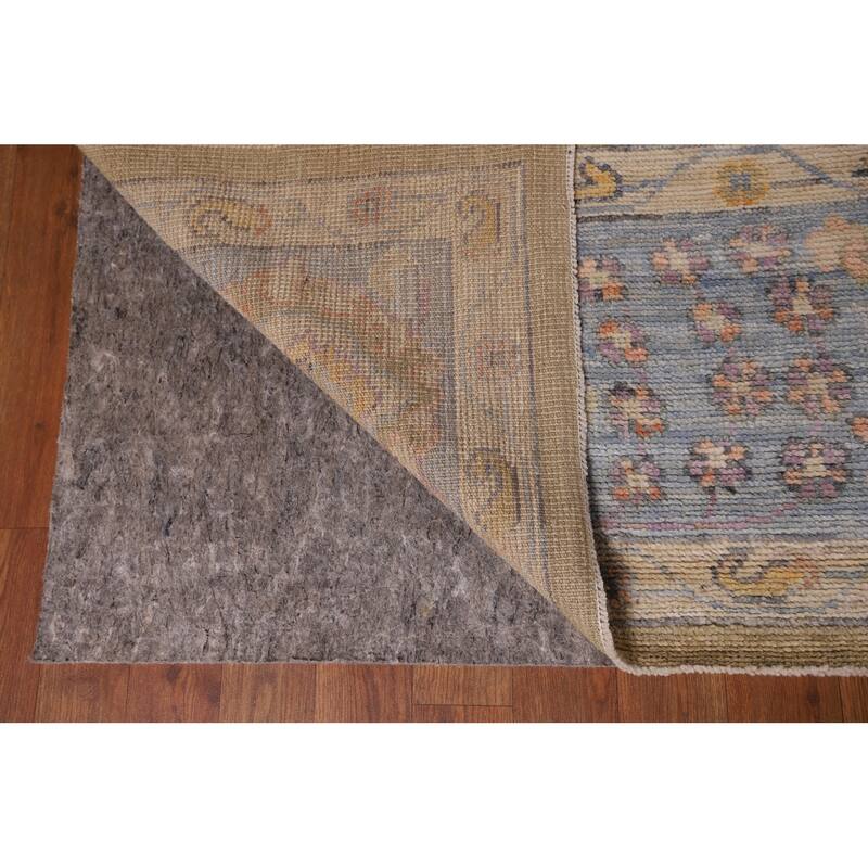 Vegetable Dye Floral Oushak Large Rug Hand-Knotted Wool Carpet - 9'10" x 13'6"