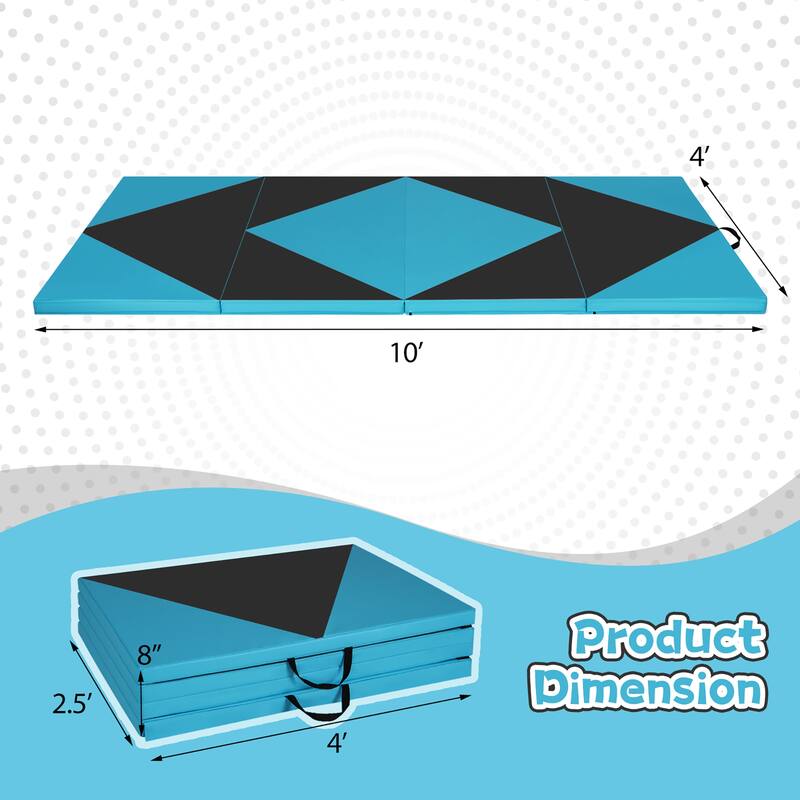 Gymax Gymnastics Gym Mat 4-Panel Folding Lightweight Gymnastics