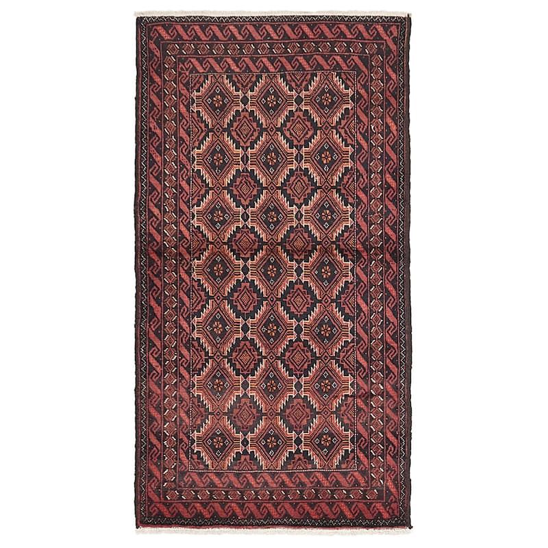 ECARPETGALLERY Hand-knotted Teimani Dark Red Wool Rug - 3'2 x 6'0