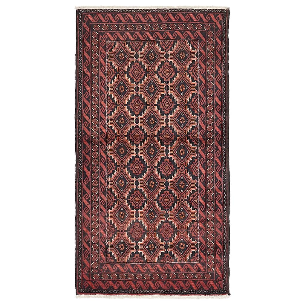 ECARPETGALLERY Hand-knotted Teimani Dark Red Wool Rug - 3'2 x 6'0