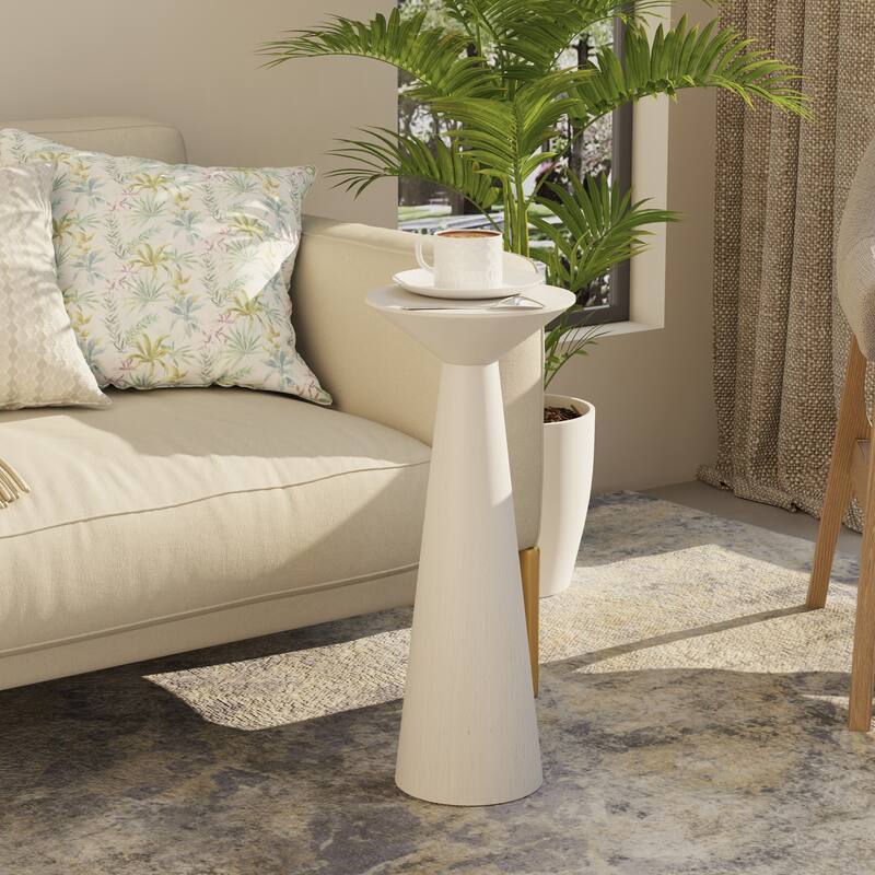 COZAYH Farmhouse Pedestal End Table, Round Martini Table Wood Plant Stand Rustic Small Drink Table for Living Room, Bedroom
