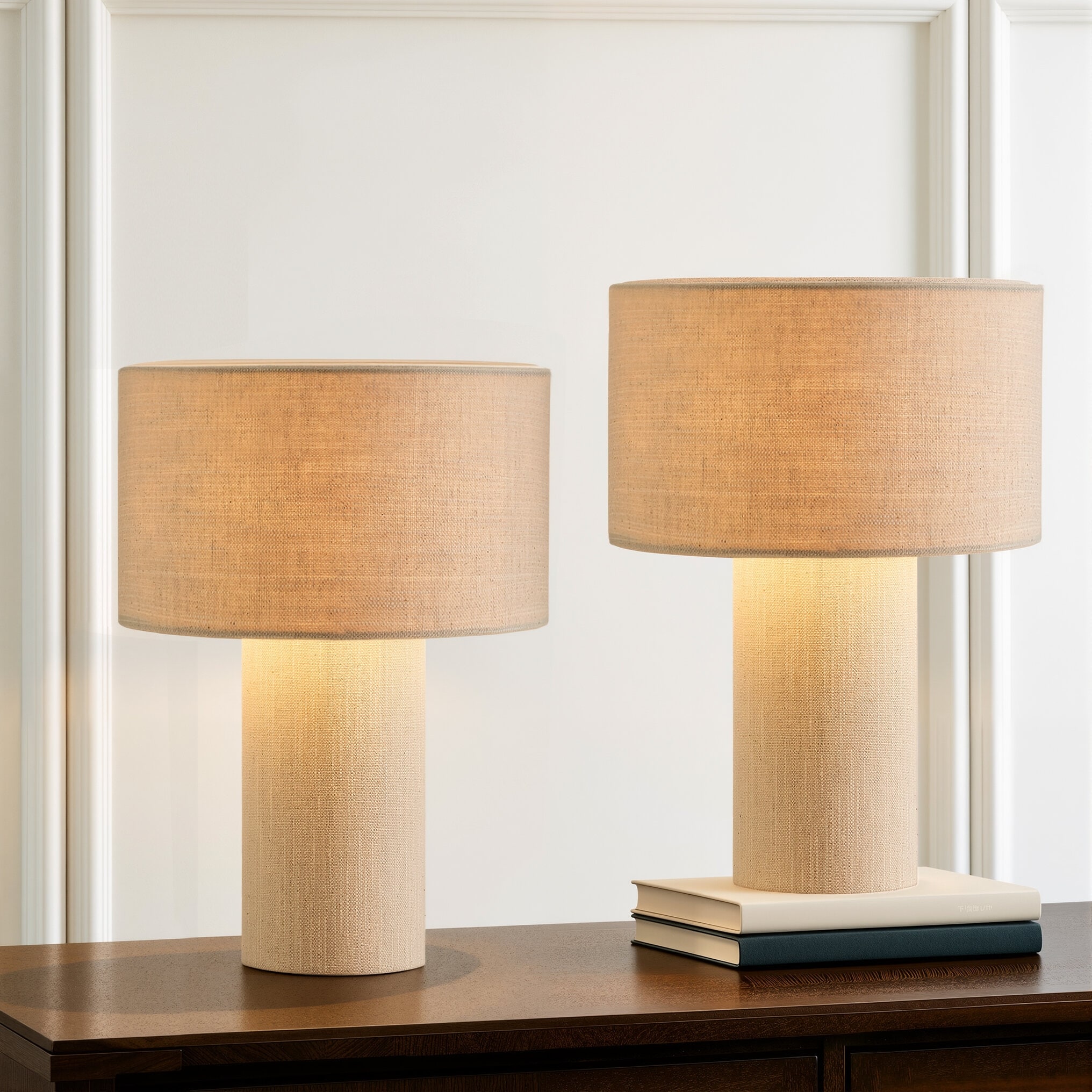 Fabric Table Lamp Set of 2 with In-Line On/off Switch - 16 in. H