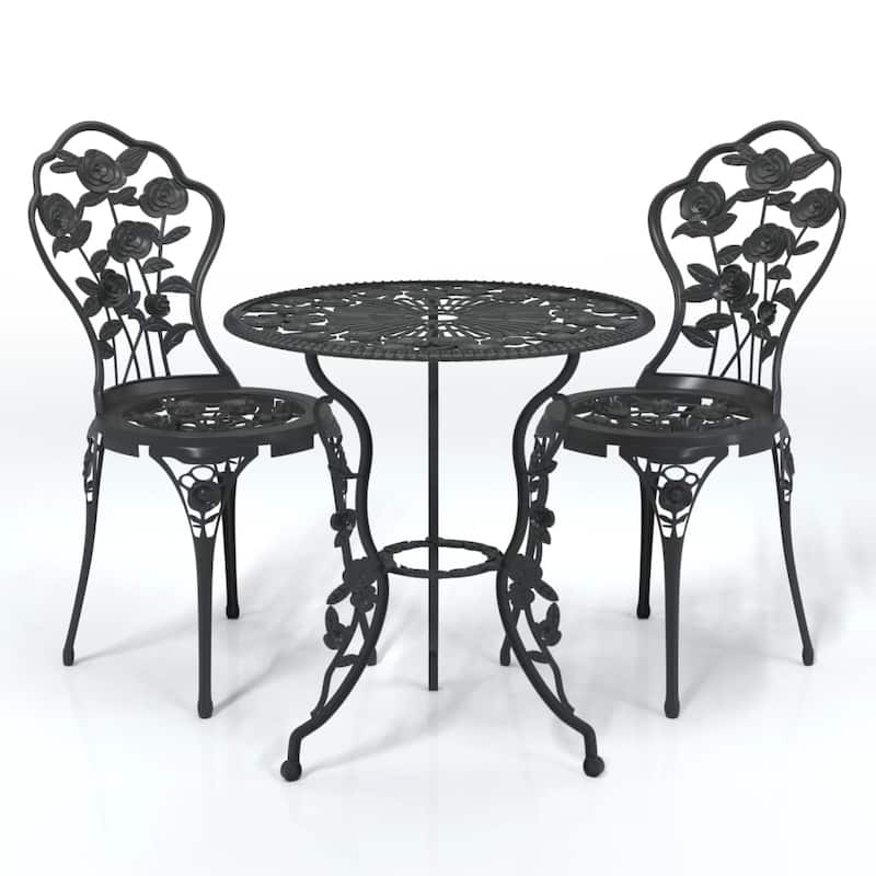 vidaXL Patio Bistro Set 3 Piece Outdoor Garden Table and Chair Cast Aluminum - 23.2x26.4x23.2
