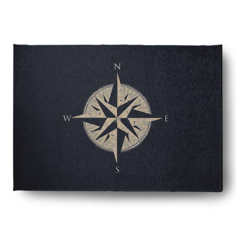 Compass Nautical Indoor/Outdoor Rug - Shark Blue - 5' x 7'