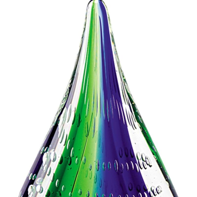 HomeRoots 9" Clear Blue and Green Murano Glass Modern Abstract Tabletop Sculpture - 3' X '9' X '4.5