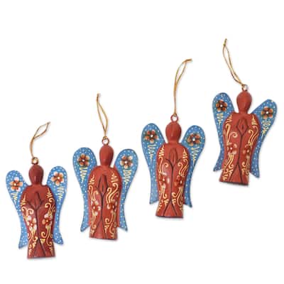 Novica Handmade Festive Heaven Wood Ornaments (Set Of 4)