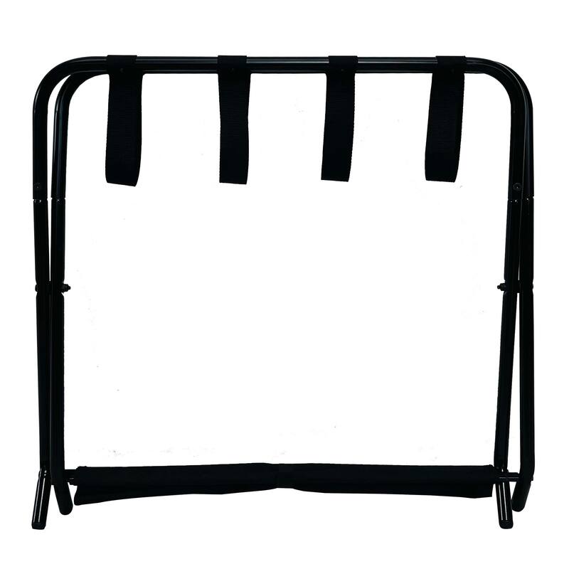 Luggage Rack, Folding Suitcase Stand with Storage Shelf, Black - Foldable