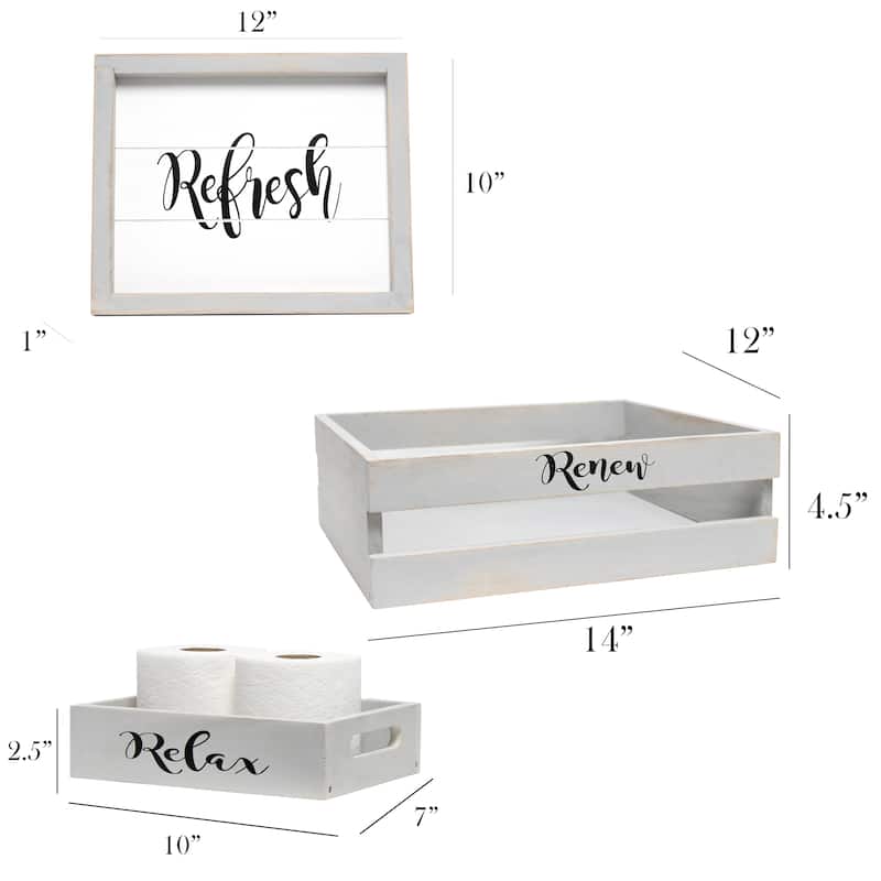 Elegant Designs Three Piece Decorative Wood Bathroom Set