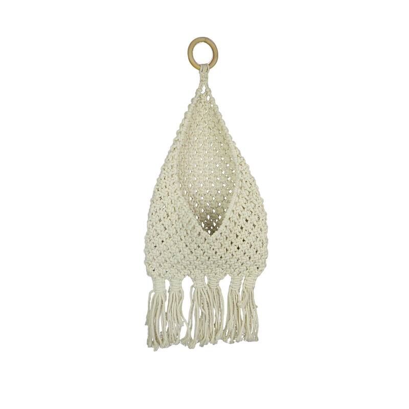 Boho Style Hand Tied Macrame Indoor Wall Pocket 21 Inches High