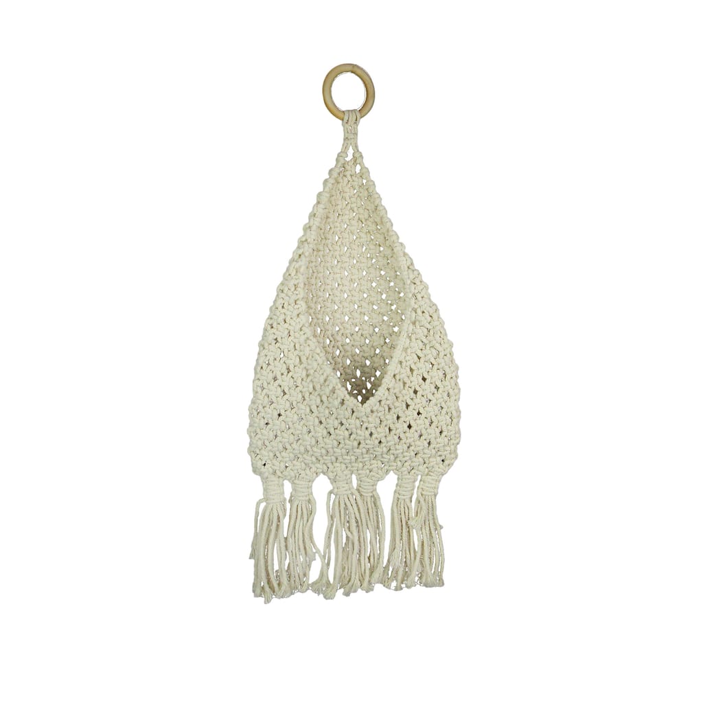 Boho Style Hand Tied Macrame Indoor Wall Pocket 21 Inches High