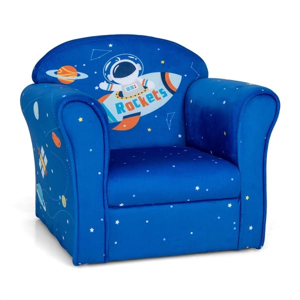 slide 2 of 10, Costway Kids Sofa Toddler Upholstered Armrest Chair withSolid Wooden - See Details Blue - See Details