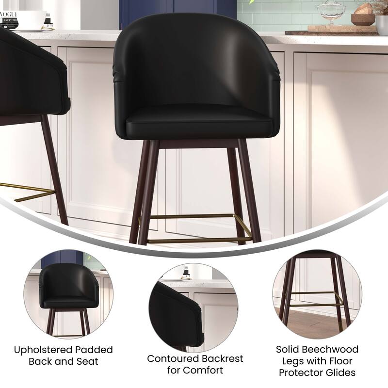 Commercial Barstool with Beechwood Legs-Set of 2