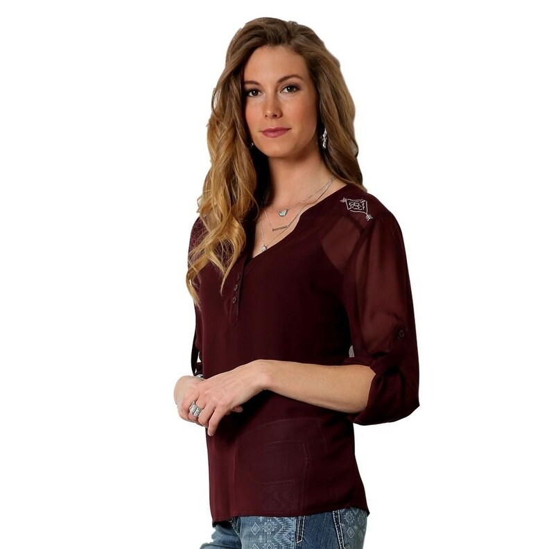womens burgundy western shirt