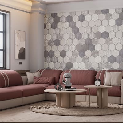Merola Tile Brickyard Hex White 8-1/2" x 9-7/8" Porcelain Floor and Wall Tile