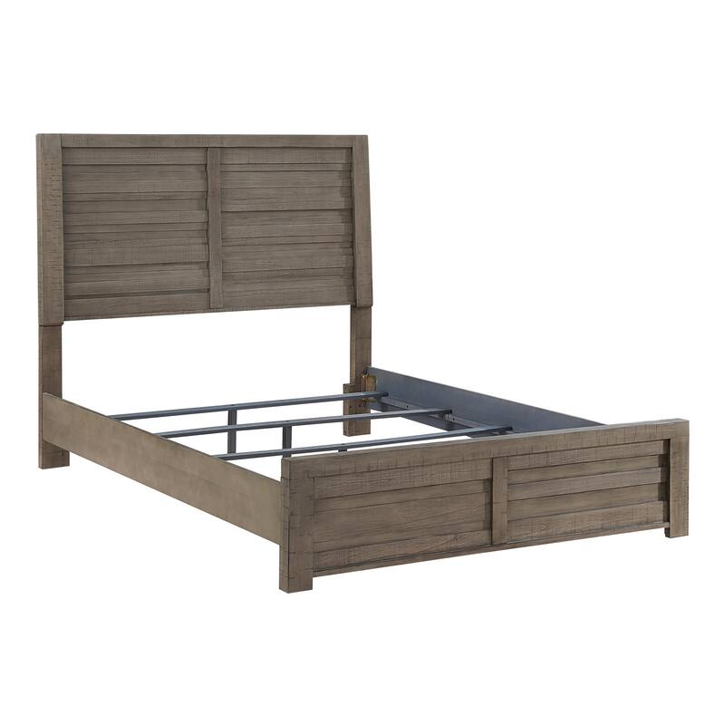 Full Size Wood Panel Bed with Planked Headboard and Rustic Style