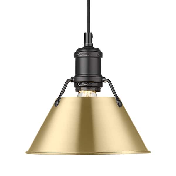 slide 2 of 2, Yep by Golden Lighting Orwell 1-light 8in Pendant in Matte Black and Brushed Champagne Brass shade