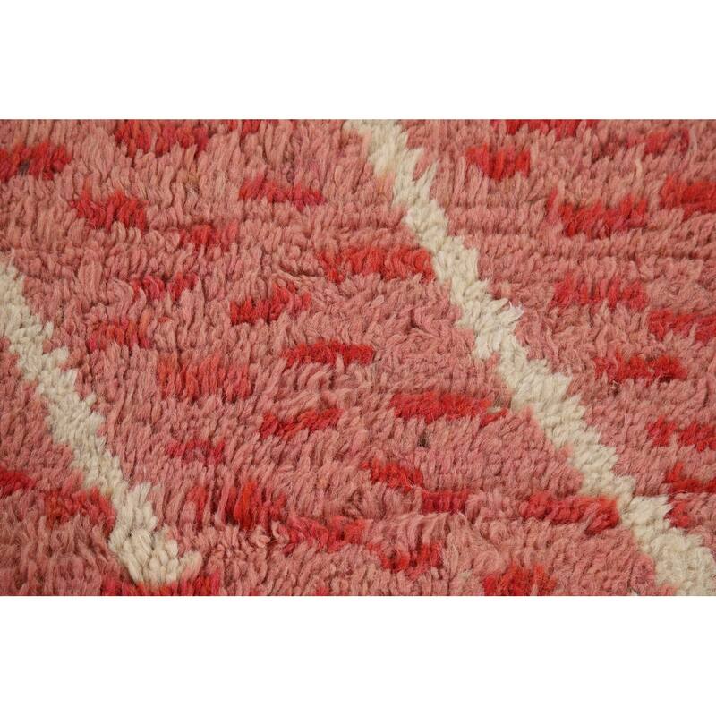 Plush Moroccan Oriental Area Rug Hand-Knotted Geometric Wool Carpet - 9'1" x 12'9"