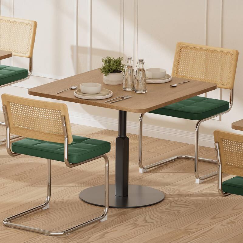 Mid-Century Modern Chairs Set - Faux Leather & Rattan