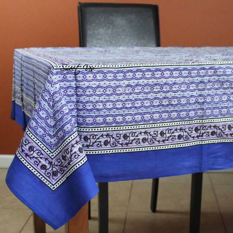 Cotton Ferrera Floral Tablecloth Rectangle Blue - 70 x 104 in