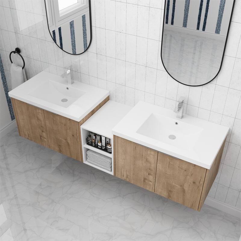 ARTCHIRLY 24/36/48/60/72/84 Inch Bathroom Vanity with Sink, Floating Bathroom Vanity with Soft Close Door and Shelf