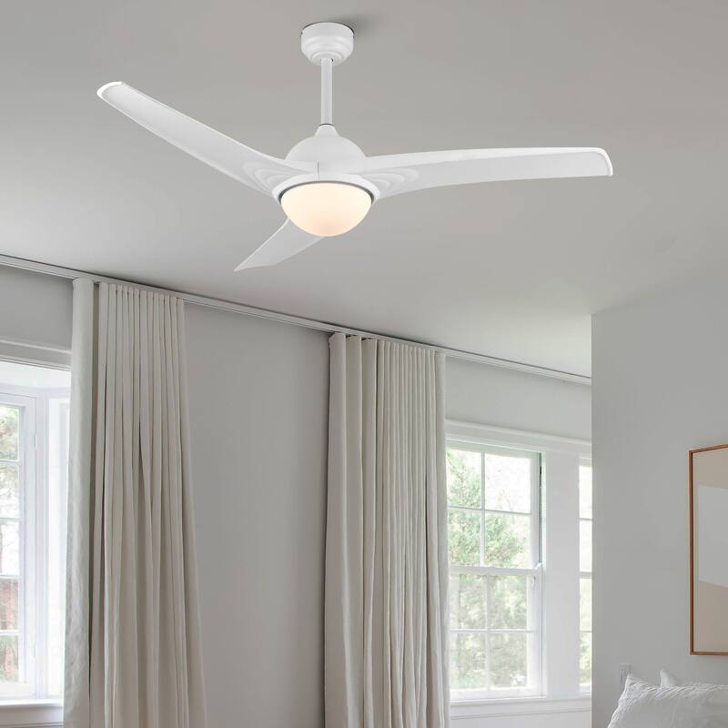 Aviator 52" 1-Light Industrial Iron/Plastic Mobile-App/Remote-Controlled 6-Speed Propeller LED Ceiling Fan, by JONATHAN Y