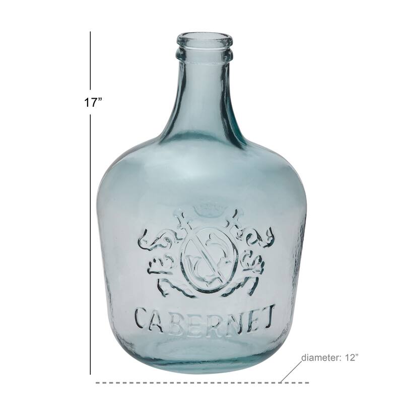 Recycled Glass Handmade Spanish Bottle Decorative Vase - Blue or Clear - Roche River Decor