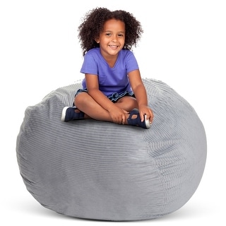 Creative QT 33" Large Beanbag - Stuff n Sit, Light Gray Corduroy