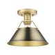 preview thumbnail 2 of 0, Yep by Golden Lighting Orwell 1-light Flush Mount in Brushed Champagne Brass and Aged Brass shade - Gold