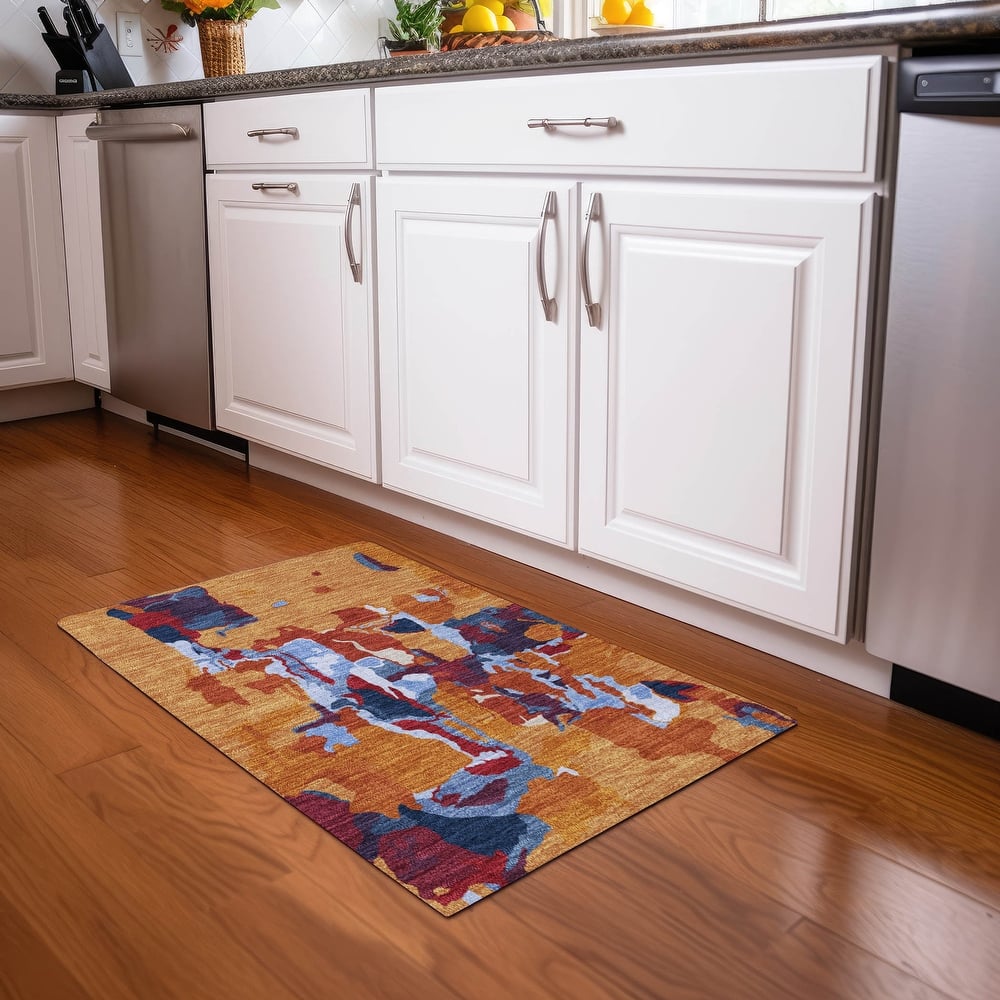 Machine Washable Indoor/ Outdoor Abstract Glam Chantille Rug