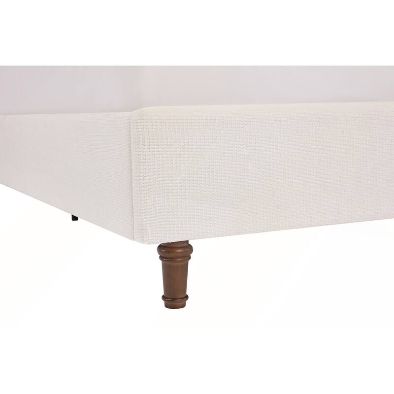 Elegant Upholstered Bed with Wingbacks and No Box Spring for Relaxing