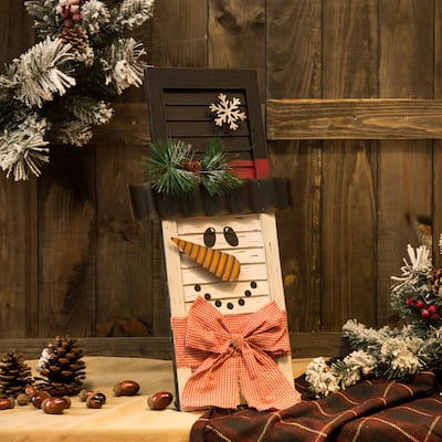 Glitzhome 21.85"H Wooden Snowman Shutter Decor