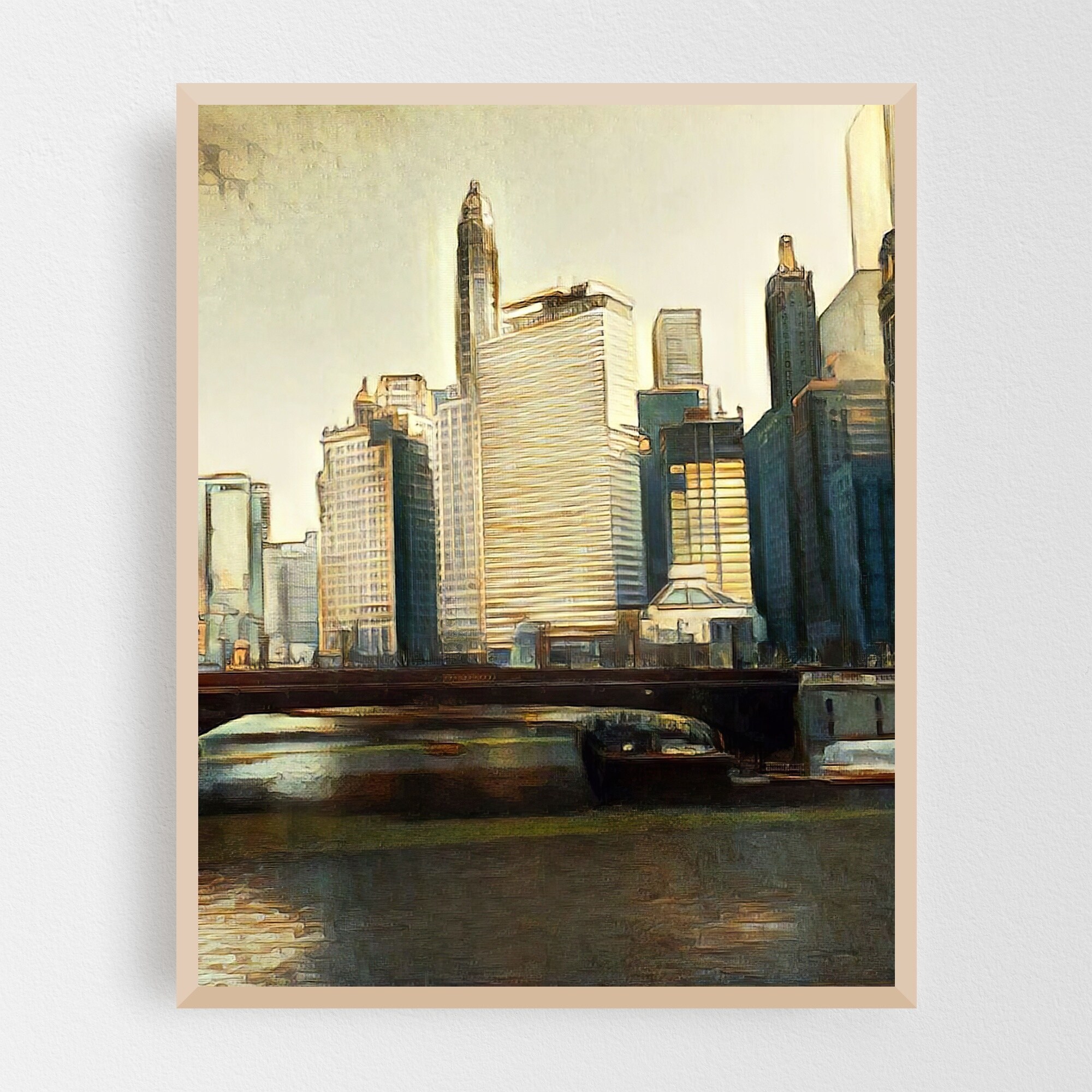 Shop Chicago Illinois Art Deco Bridge City Framed Wall Art Print Overstock 31282138
